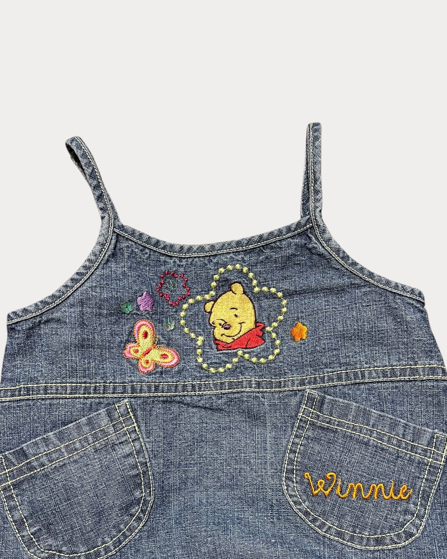 Vintage Winnie The Pooh denim dress with ruffles