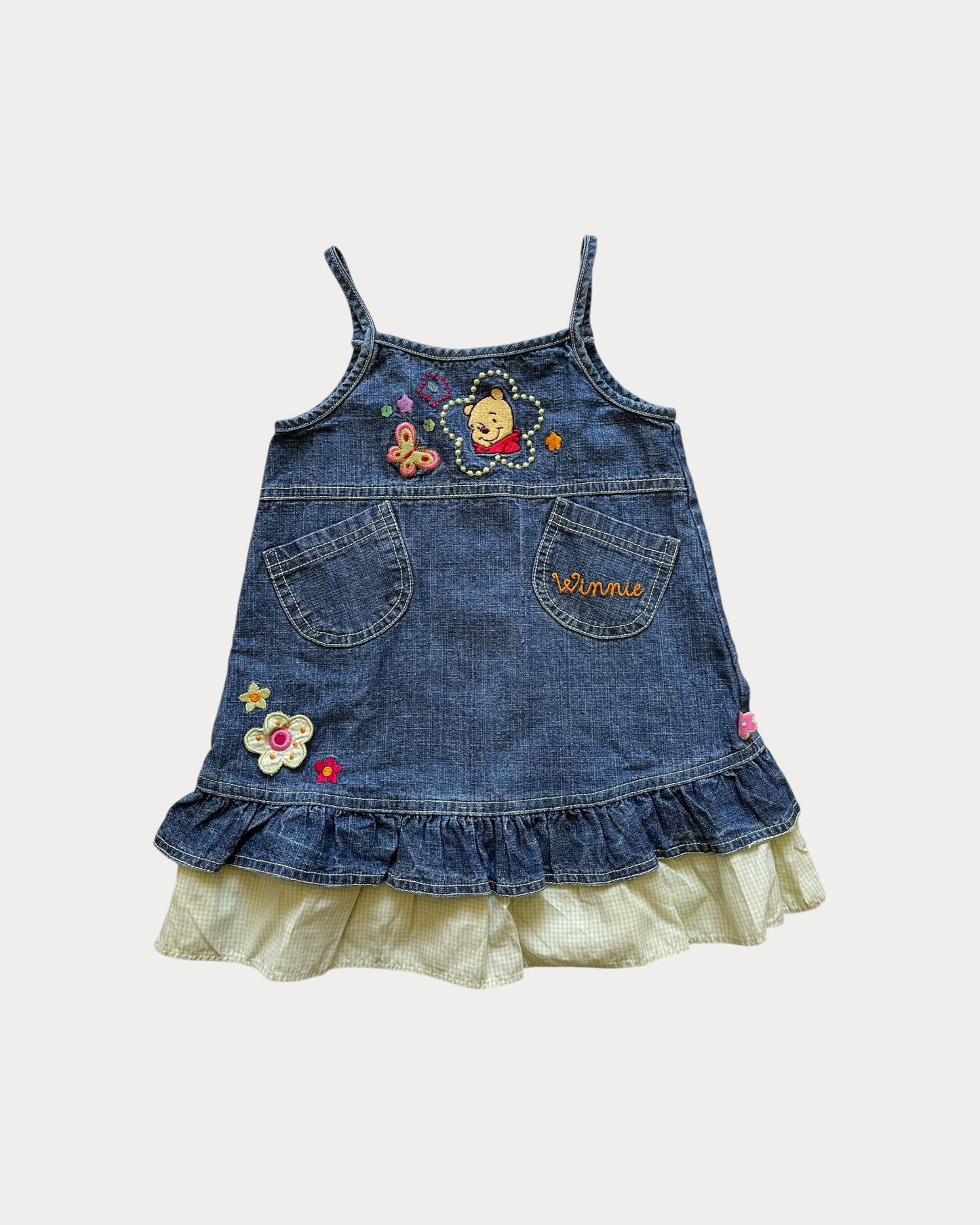 Vintage Winnie The Pooh denim dress with ruffles