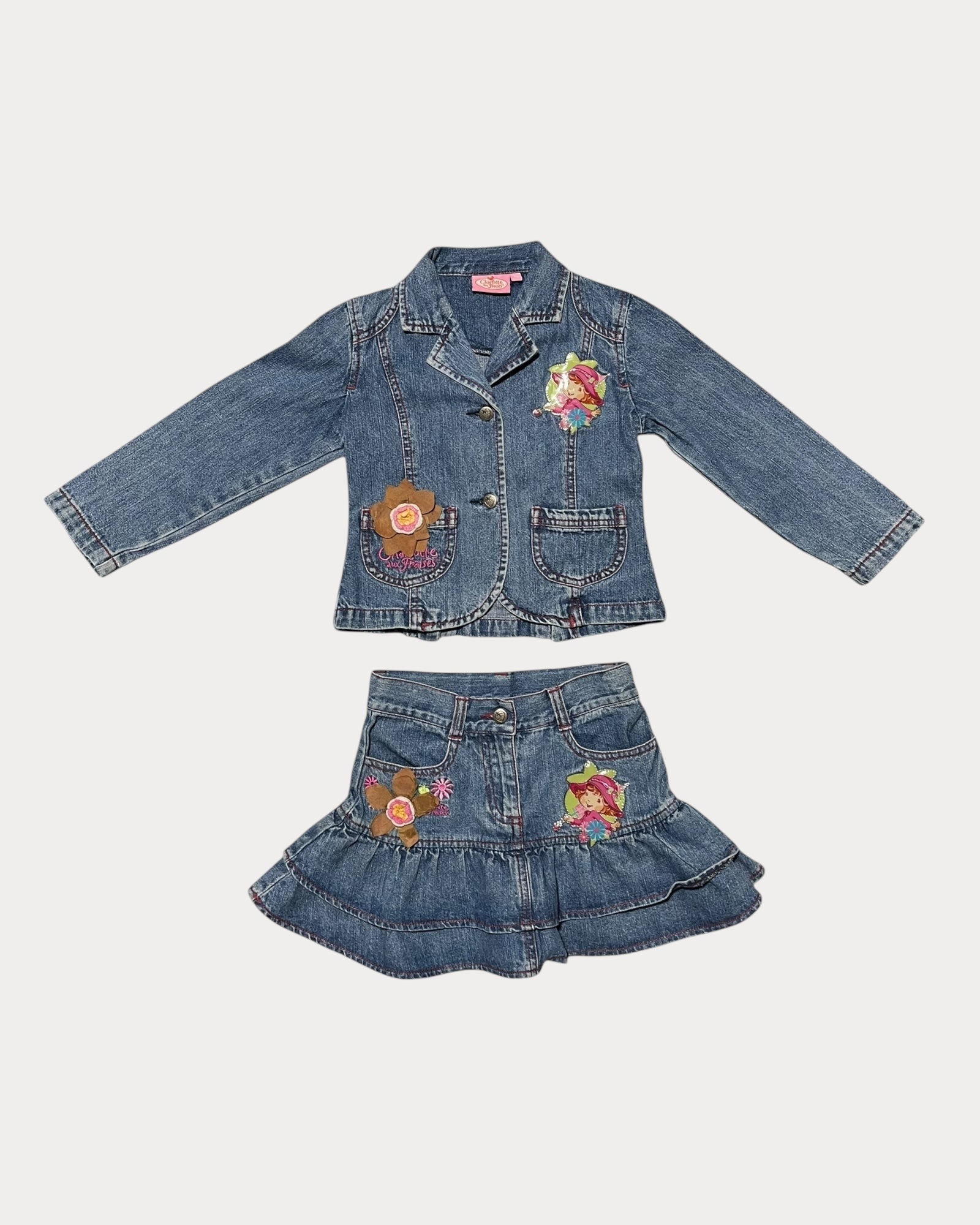 Vintage Strawberry Shortcake denim jacket and skirt