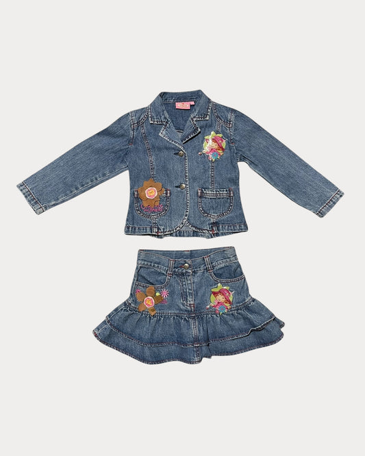 Vintage Strawberry Shortcake denim jacket and skirt