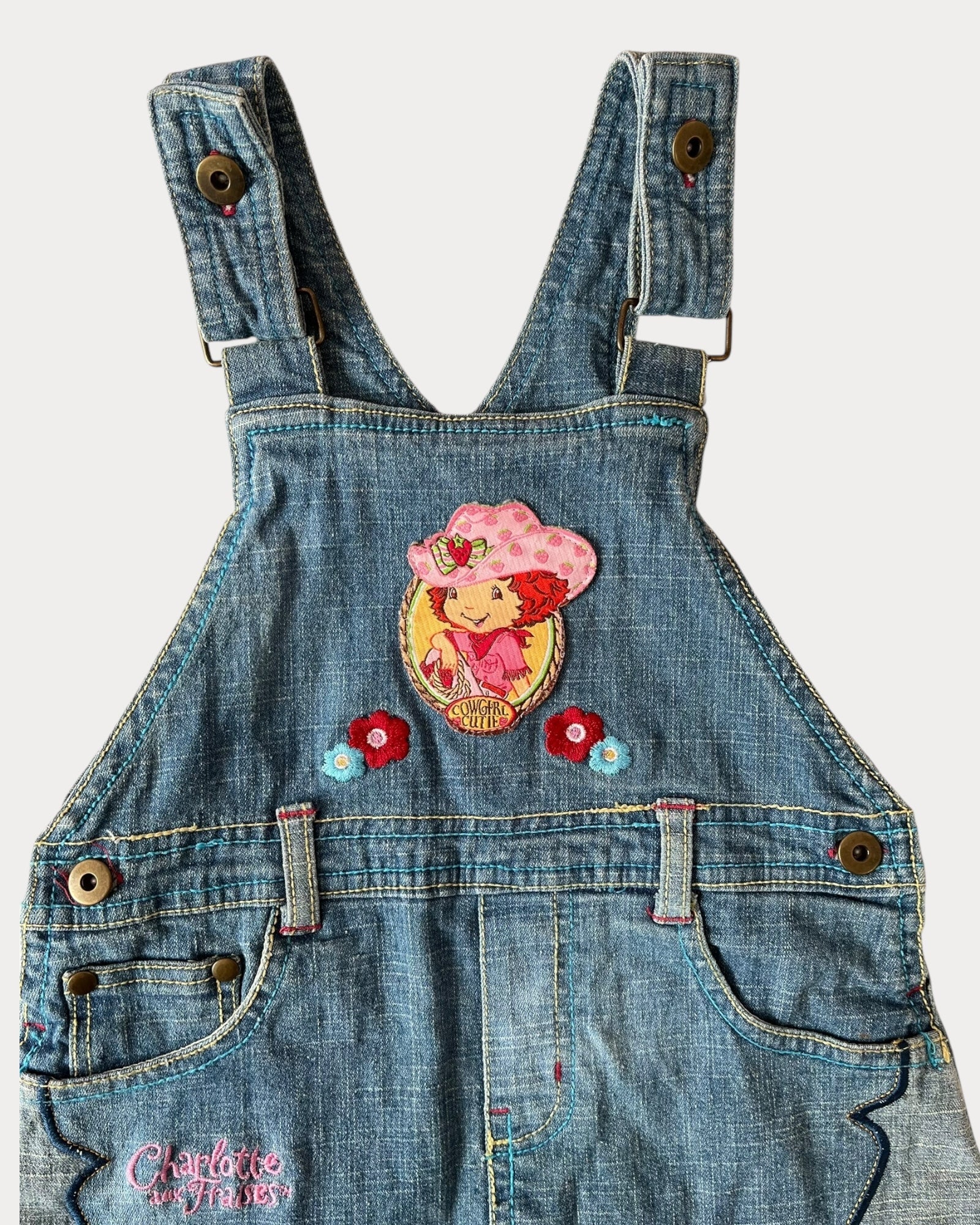 Strawberry Shortcake overall denim dress – Akachan vintage