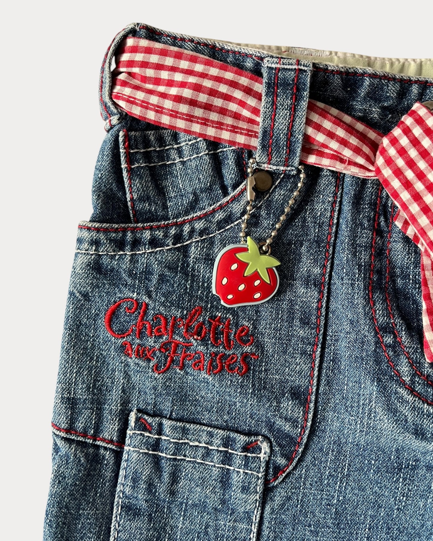 Vintage Strawberry Shortcake gingham denim jean