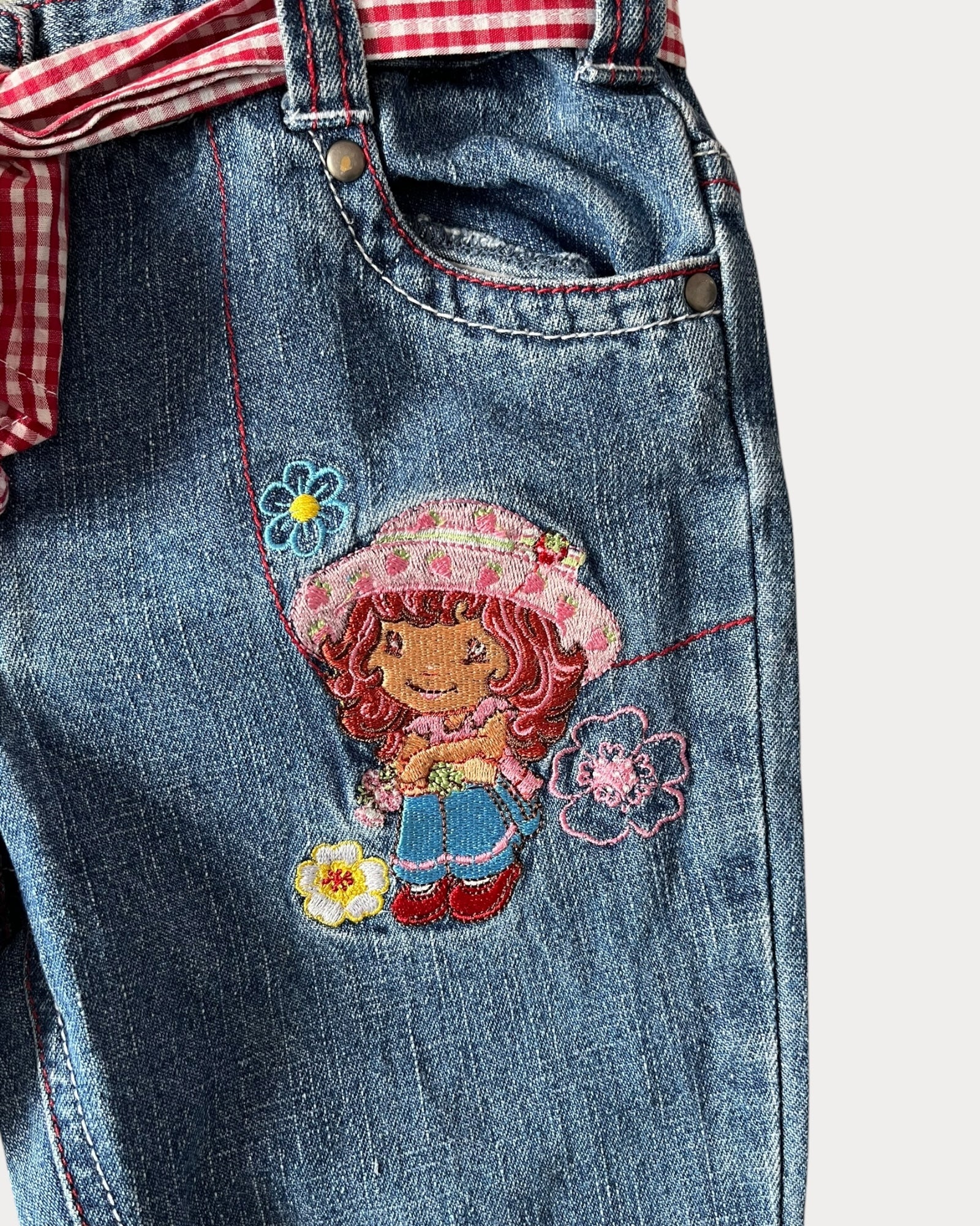 Vintage Strawberry Shortcake gingham denim jean