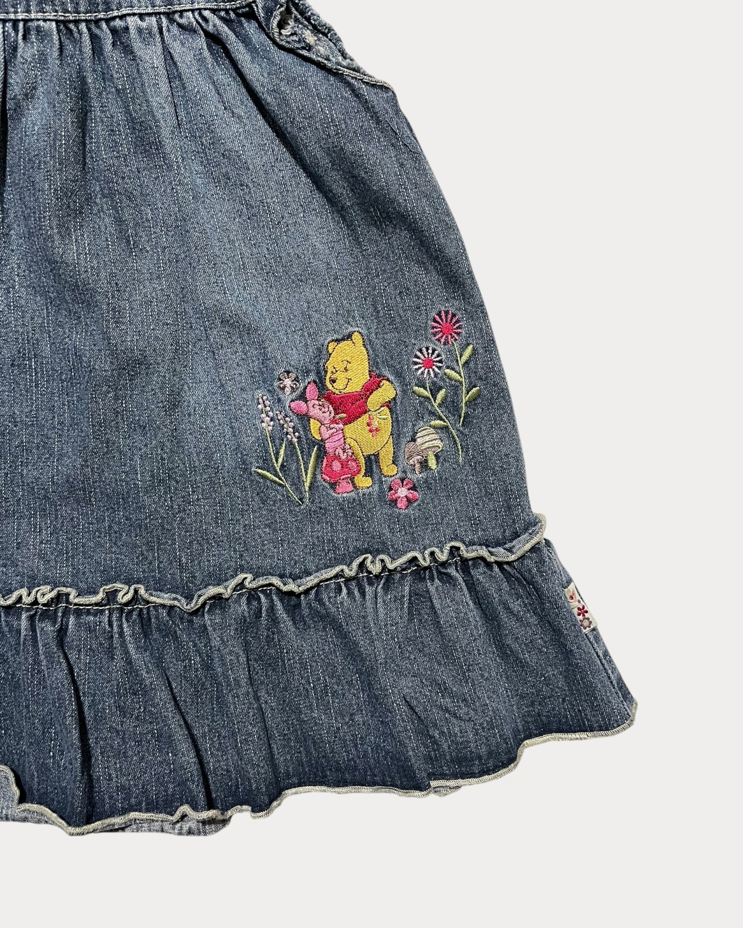 Vintage Winnie The Pooh denim dress with ruffles