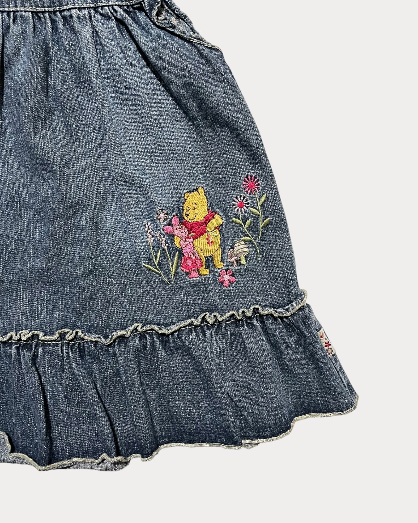 Vintage Winnie The Pooh denim dress with ruffles