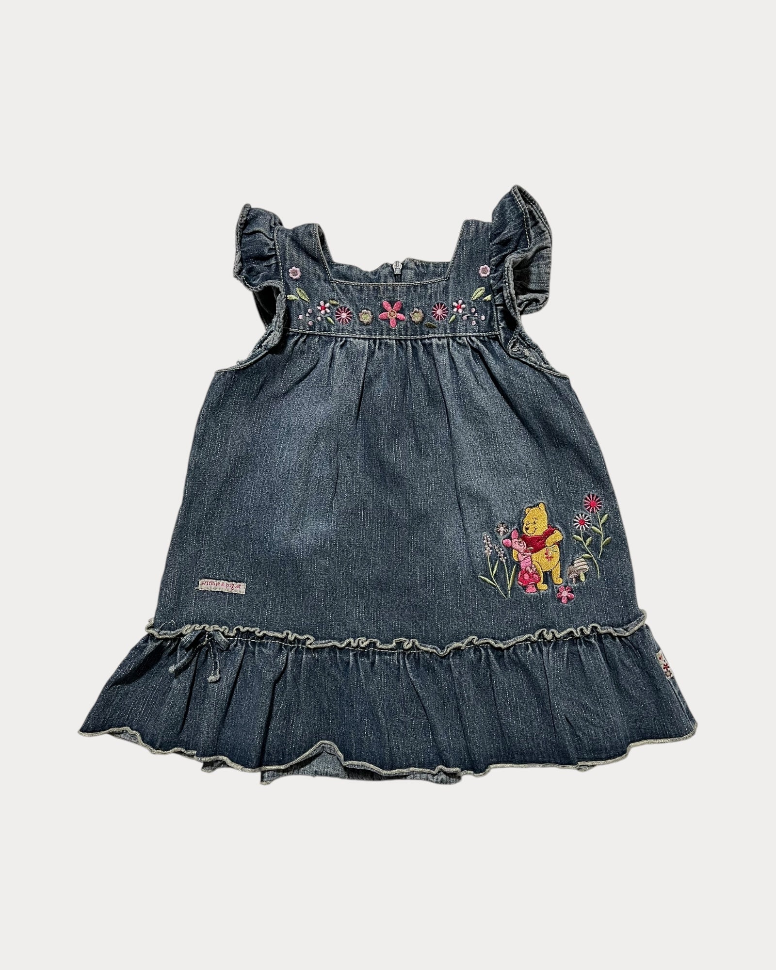 Vintage Winnie The Pooh denim dress with ruffles