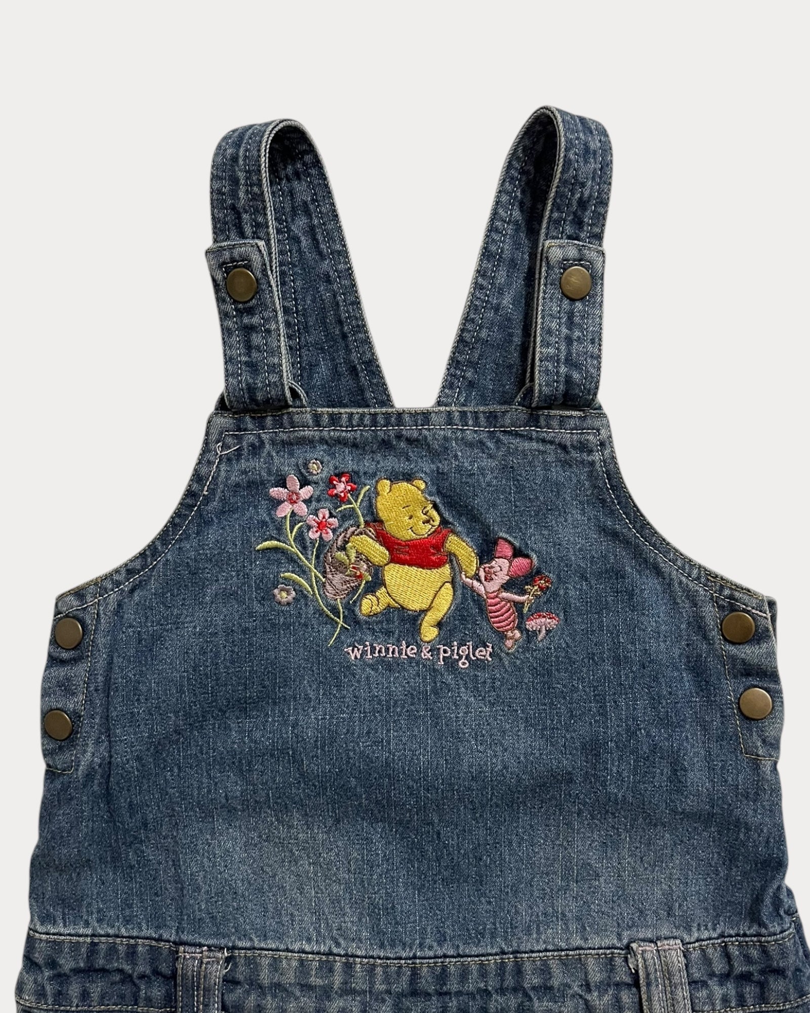 Vintage Winnie The Pooh denim dress with embroideries.