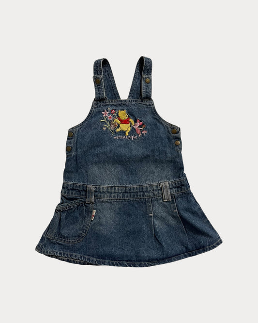 winnie the pooh denim dress Akachan vintage Pit to pit Vintage Disney Store denim pinafore