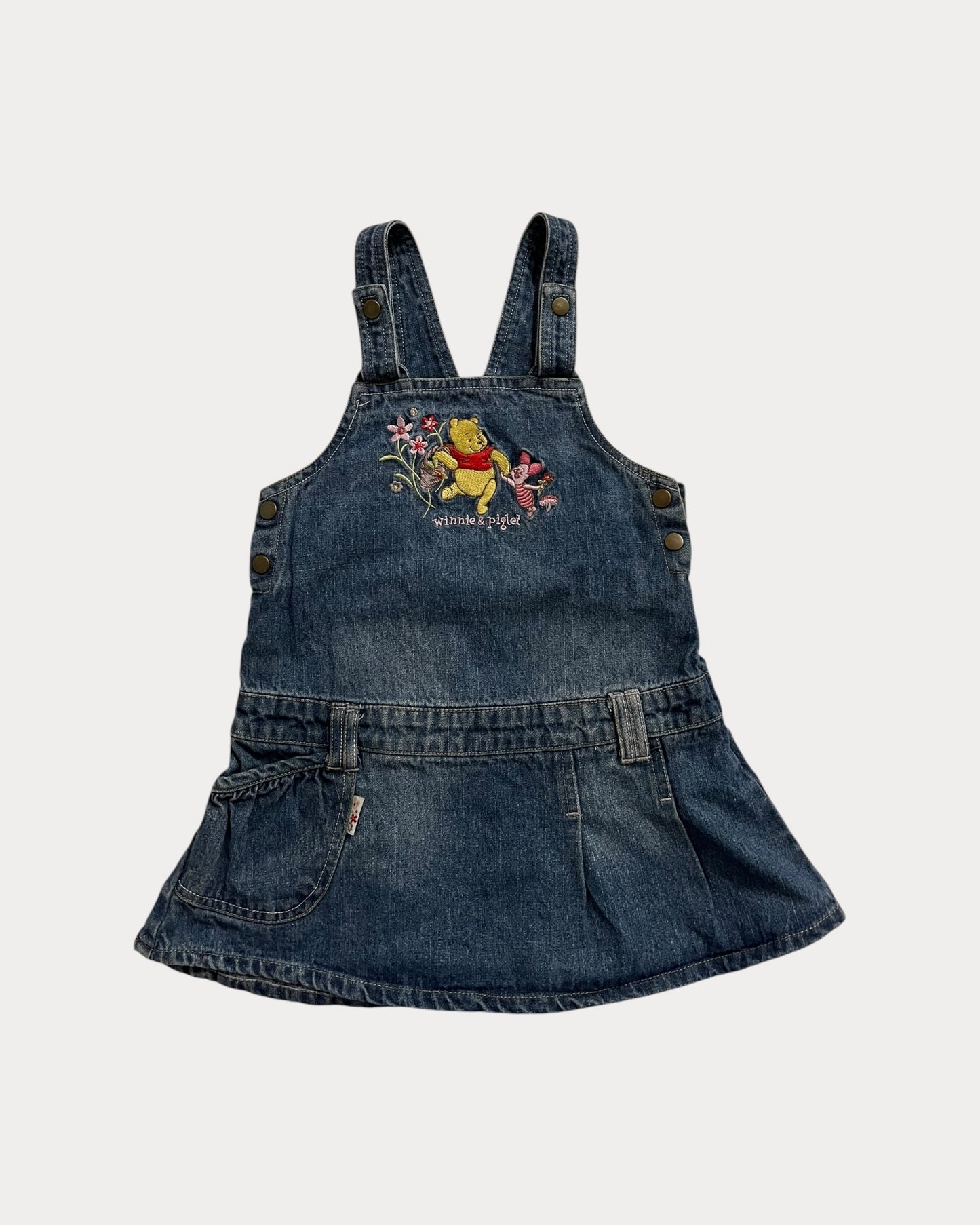 Vintage Winnie The Pooh denim dress with embroideries.
