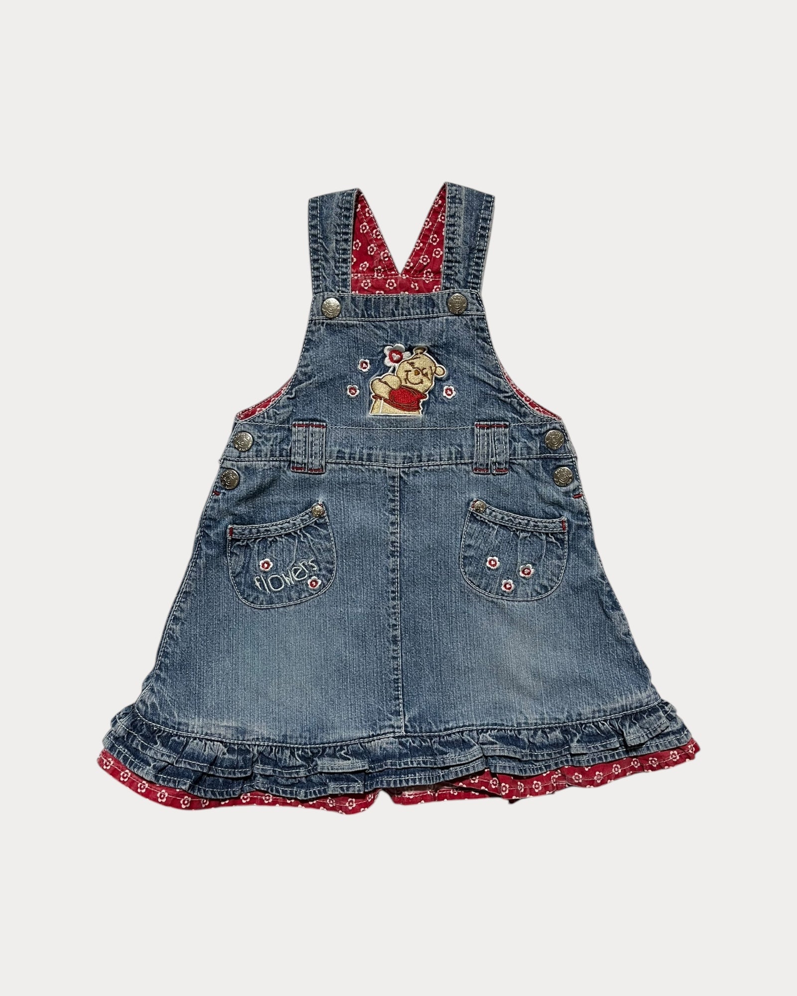 Vintage Winnie The Pooh denim dress with ruffles