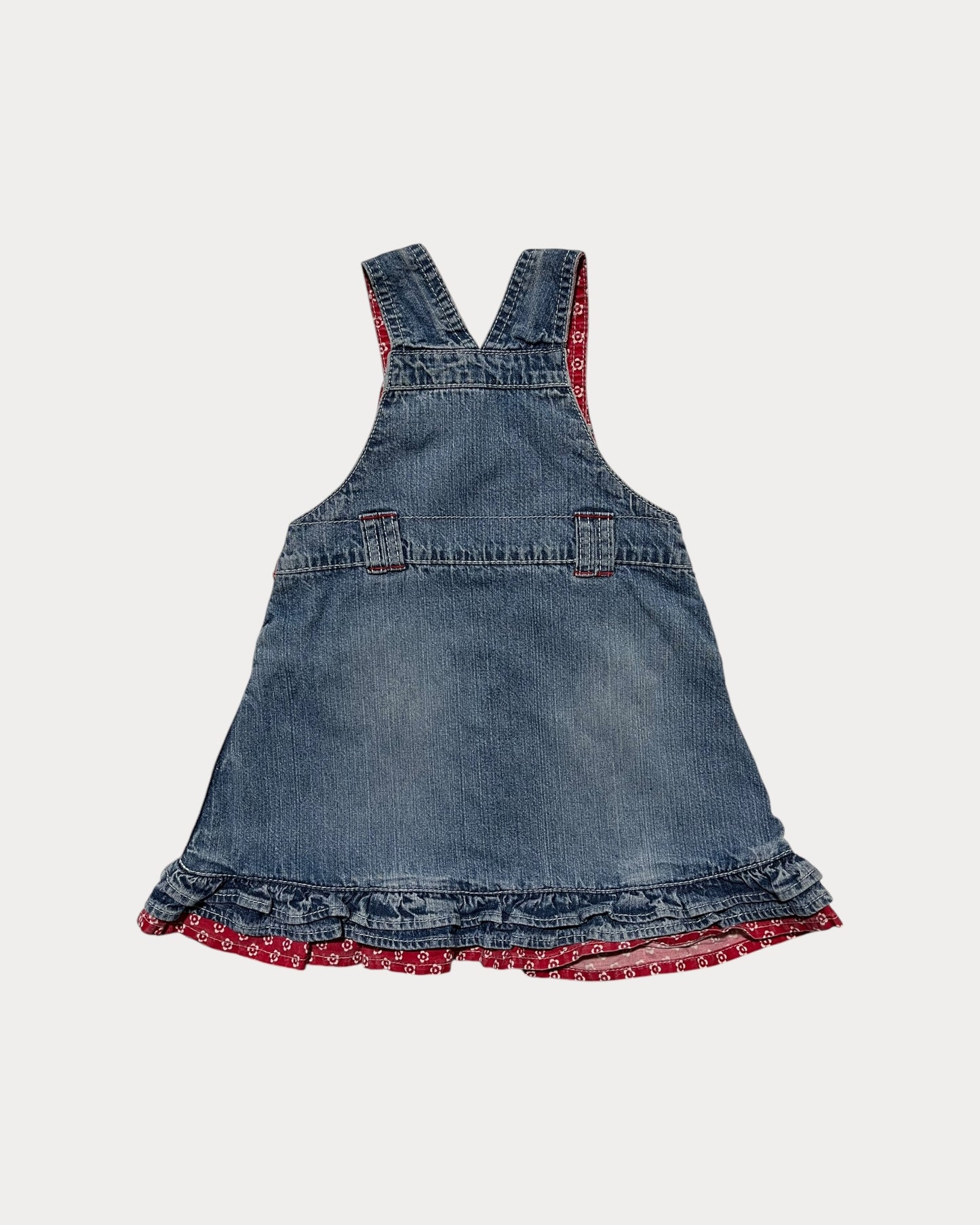 Vintage Winnie The Pooh denim dress with ruffles.